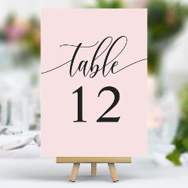 Tarjeta De Mesa Boda Minimalista de Caligrafía Rosa Rubor