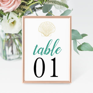 Tarjeta De Mesa Boda minimalista de conchas marinas