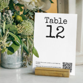 Tarjeta De Mesa Boda Minimalista de máquina de escribir con código