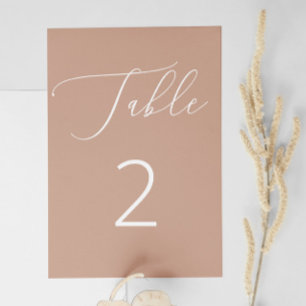 Tarjeta De Mesa Boda Minimalista de Melocotón Beige Suave y Delica