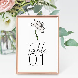 Tarjeta De Mesa Boda minimalista de Narciso Número de tabla