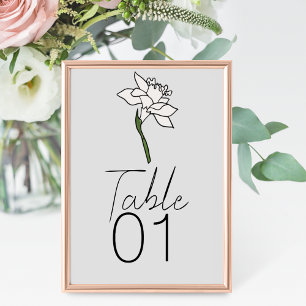 Tarjeta De Mesa Boda minimalista de Narciso Número de tabla