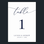 Tarjeta De Mesa Boda Minimalista de Navy Blue | Tabla de Personali<br><div class="desc">(**NOTA: Para pedir,  simplemente ajusta tu número de tabla (y nombre/fecha) y agrega cada número a tu carrito por separado. A continuación,  descúbralo una vez que haya terminado.) Bonita tarjeta con número de mesa,  elegante,  moderna y minimalista. Personalizable completo con sus nombres (o nombre de evento) y fecha.</div>
