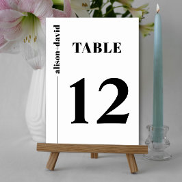 Tarjeta De Mesa Boda minimalista de tipografía de moda blanca y ne