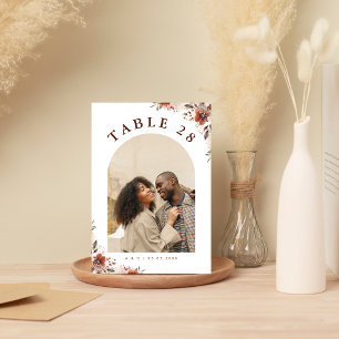 Tarjeta De Mesa Boda Minimalista del Boho de otoño con imágenes de