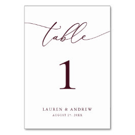 Tarjeta De Mesa Boda Minimalista del vino de Borgoña | Personaliza