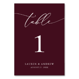 Tarjeta De Mesa Boda Minimalista del vino de Borgoña | Personaliza