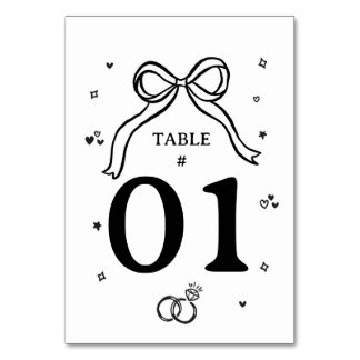 Tarjeta De Mesa Boda Minimalista Dibujada a Mano