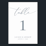 Tarjeta De Mesa Boda Minimalista Dusty Blue | Tabla de Personaliza<br><div class="desc">(**NOTA: Para pedir,  simplemente ajusta tu número de tabla (y nombre/fecha) y agrega cada número a tu carrito por separado. A continuación,  descúbralo una vez que haya terminado.) Bonita tarjeta con número de mesa,  elegante,  moderna y minimalista. Personalizable completo con sus nombres (o nombre de evento) y fecha.</div>