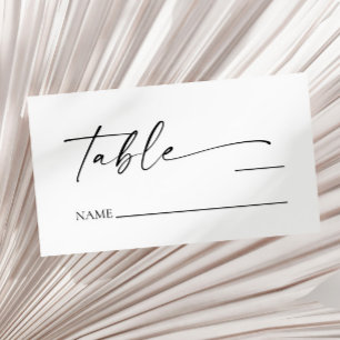 Tarjeta De Mesa Boda Minimalista elegante blanco negro moderno