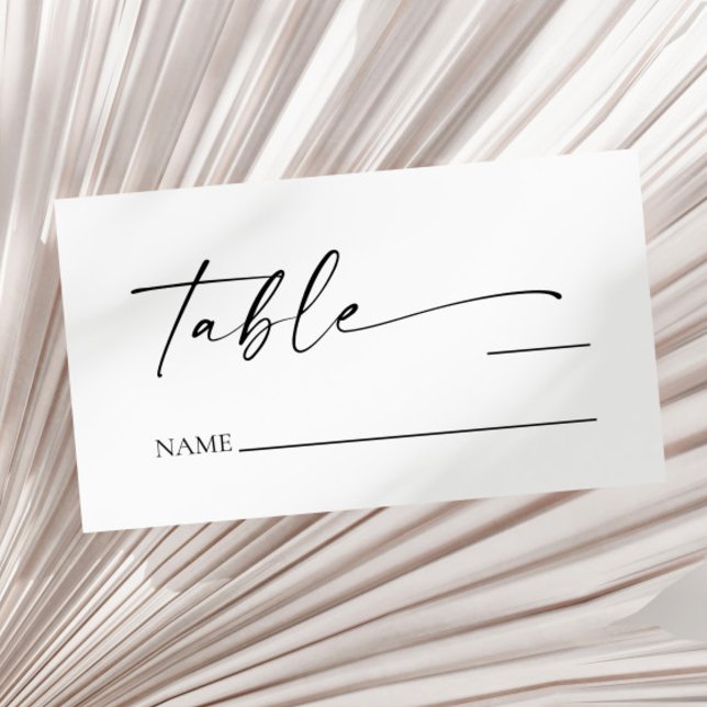 Tarjeta De Mesa Boda Minimalista elegante blanco negro moderno (Subido por el creador)