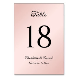 Tarjeta De Mesa Boda Minimalista elegante de Rubor y negro