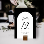 Tarjeta De Mesa Boda minimalista elegante del arco | Número de tab<br><div class="desc">Estas elegantes y sencillas tarjetas de números de tabla boda tienen una forma de arco en blanco sobre un fondo de color personalizado (se muestra en negro). Fácil de personalizar para su boda u otra ocasión especial.</div>