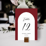 Tarjeta De Mesa Boda minimalista elegante del arco | Número de tab<br><div class="desc">Estas elegantes y sencillas tarjetas de números de tabla boda tienen una forma de arco en blanco sobre un fondo de color personalizado (mostrado en rojo). Se coordinan perfectamente con nuestros productos Elegantes Vintage Winter Florals. Fácil de personalizar para su boda u otra ocasión especial.</div>