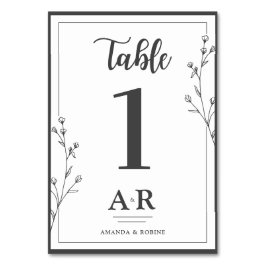 Tarjeta De Mesa Boda Minimalista en Blanco y Negro