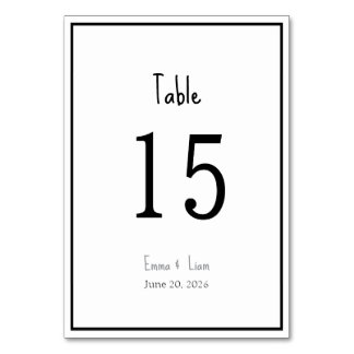 Tarjeta De Mesa Boda Minimalista en Blanco y Negro