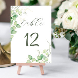 Tarjeta De Mesa Boda Minimalista Eucalyptus Watercolor