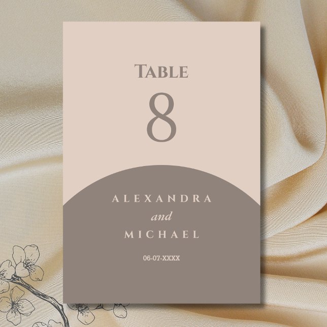 Tarjeta De Mesa Boda Minimalista japonés de Taupe (Subido por el creador)