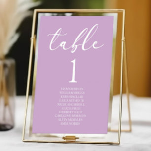Tarjeta De Mesa Boda minimalista lila elegante clásica básica