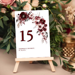 Tarjeta De Mesa Boda minimalista Maroon Burgundy