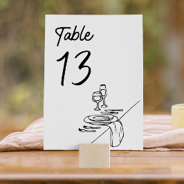 Tarjeta De Mesa Boda Minimalista Moderna de Lujo Dibujada a Mano