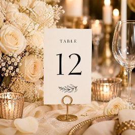 Tarjeta De Mesa Boda Minimalista Moderna en Negro y Beige