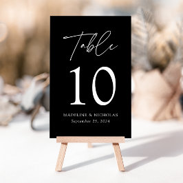 Tarjeta De Mesa Boda Minimalista Moderna Negra