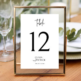 Tarjeta De Mesa Boda Minimalista Moderna Simple en Blanco y Negro