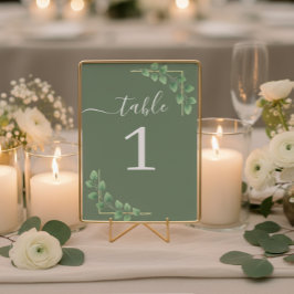 Tarjeta De Mesa Boda Minimalista moderno de la licencia verde