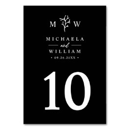 Tarjeta De Mesa Boda Minimalista moderno en monograma botánico