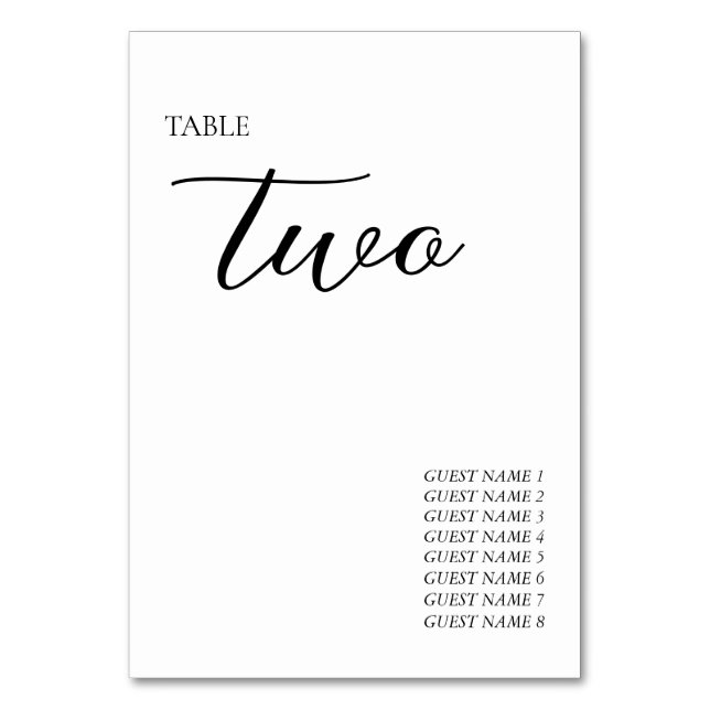 Tarjeta De Mesa Boda minimalista moderno y simple (Anverso)