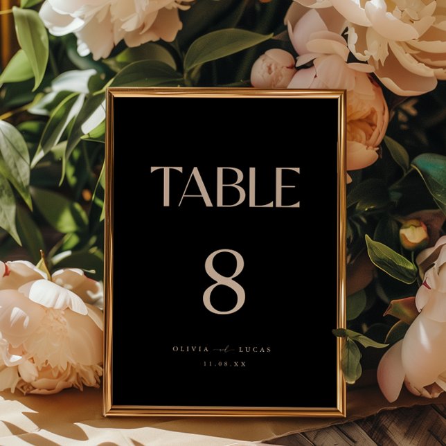 Tarjeta De Mesa Boda Minimalista Negra (Subido por el creador)