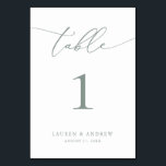 Tarjeta De Mesa Boda Minimalista Sage Olive Green | Personalizado<br><div class="desc">(**NOTA: Para pedir,  simplemente ajusta tu número de tabla (y nombre/fecha) y agrega cada número a tu carrito por separado. A continuación,  descúbralo una vez que haya terminado.) Bonita tarjeta con número de mesa,  elegante,  moderna y minimalista. Personalizable completo con sus nombres (o nombre de evento) y fecha.</div>