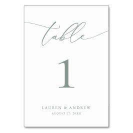 Tarjeta De Mesa Boda Minimalista Sage Olive Green | Personalizado