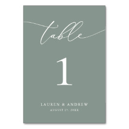 Tarjeta De Mesa Boda Minimalista Sage Olive Green | Personalizado