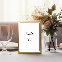 Tarjeta De Mesa Boda Minimalista Script Blanco Negro 
