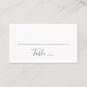 Tarjeta De Mesa Boda Minimalista Simple Limpio en Blanco y Negro