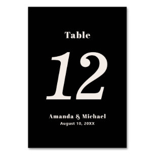 Tarjeta De Mesa Boda Minimalista simple negro y crudo beige