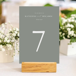 Tarjeta De Mesa Boda Minimalista verde sabio moderno