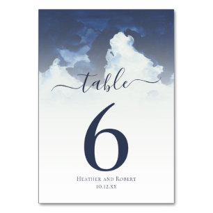 Tarjeta De Mesa Boda mínimo de color de agua azul cielo