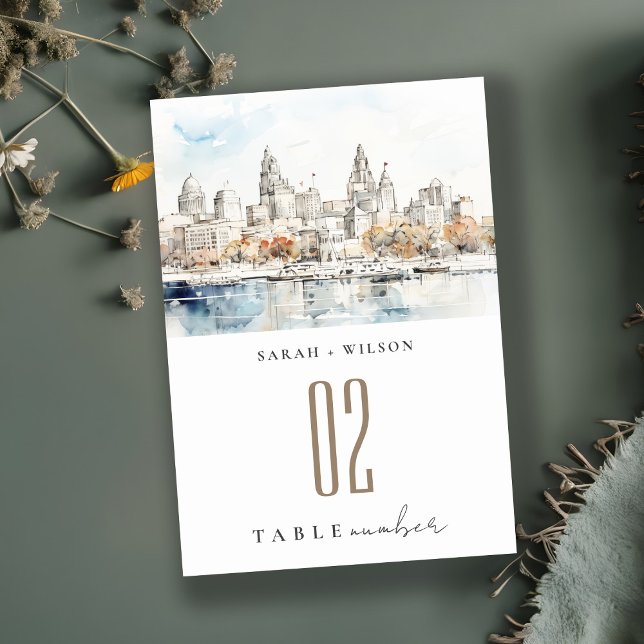 Tarjeta De Mesa Boda mínimo de la acuarela de Kansas City Missouri (Subido por el creador)