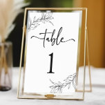 Tarjeta De Mesa Boda mínimo Minimalista de hoja de la rama blanca<br><div class="desc">¡Este es un número mínimo Minimalista de tabla de Boda de la rama blanca negra!</div>