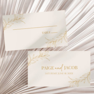 Tarjeta De Mesa Boda mínimo Minimalista de la rama de oro beige