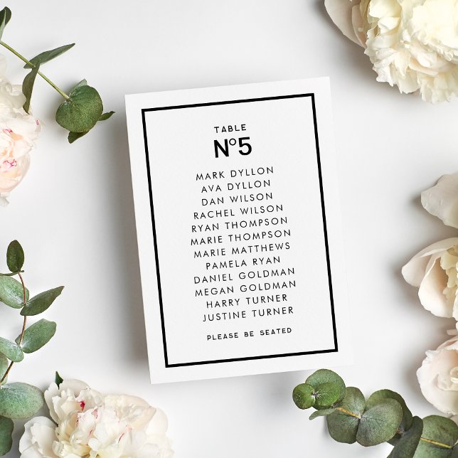 Tarjeta De Mesa Boda mínimo monocromo de Moda francesa (Subido por el creador)