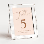 Tarjeta De Mesa Boda mínimo rosa Rubor<br><div class="desc">Número mínimo y elegante de la tabla de bodas con un texto de escritura moderno que dice "Tabla" en la parte superior sobre un fondo rosa rubor.</div>