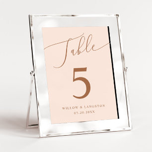 Tarjeta De Mesa Boda mínimo rosa Rubor