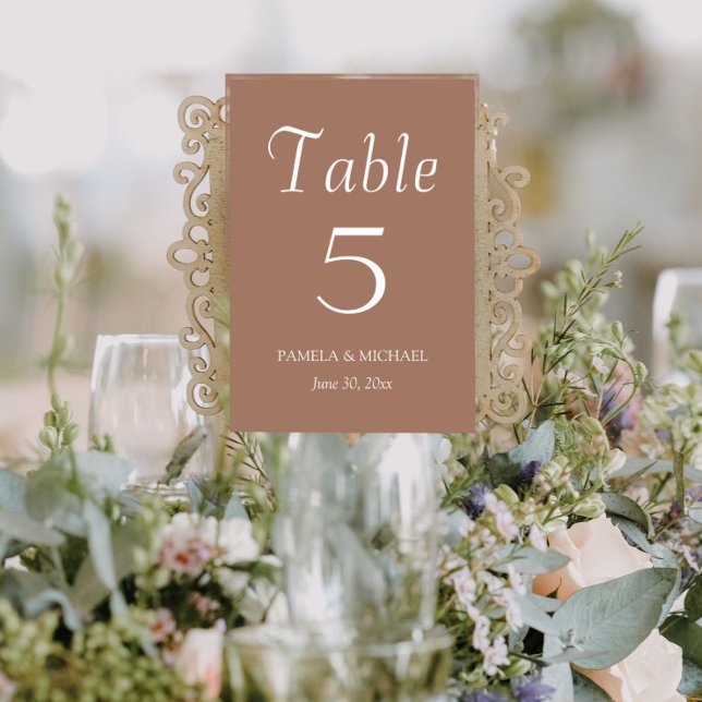 Tarjeta De Mesa Boda Mocha Simple Style (In Situ Wedding)