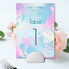 Tarjeta De Mesa Boda Moderna Abstracta en Pastel