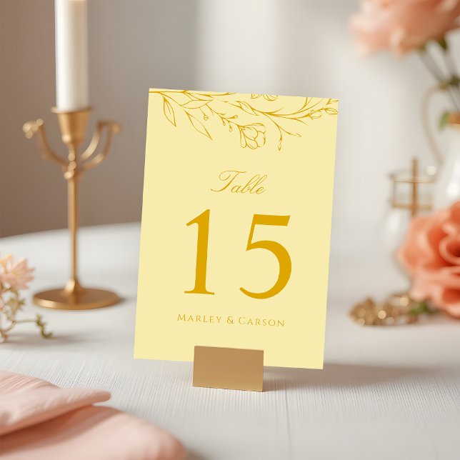 Tarjeta De Mesa Boda moderna boho amarillo mantequilla (Subido por el creador)