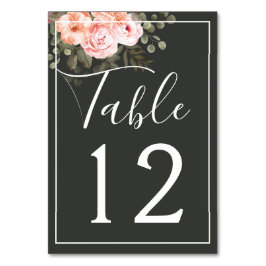 Tarjeta De Mesa Boda moderna botánica floral elegante de tono rosa